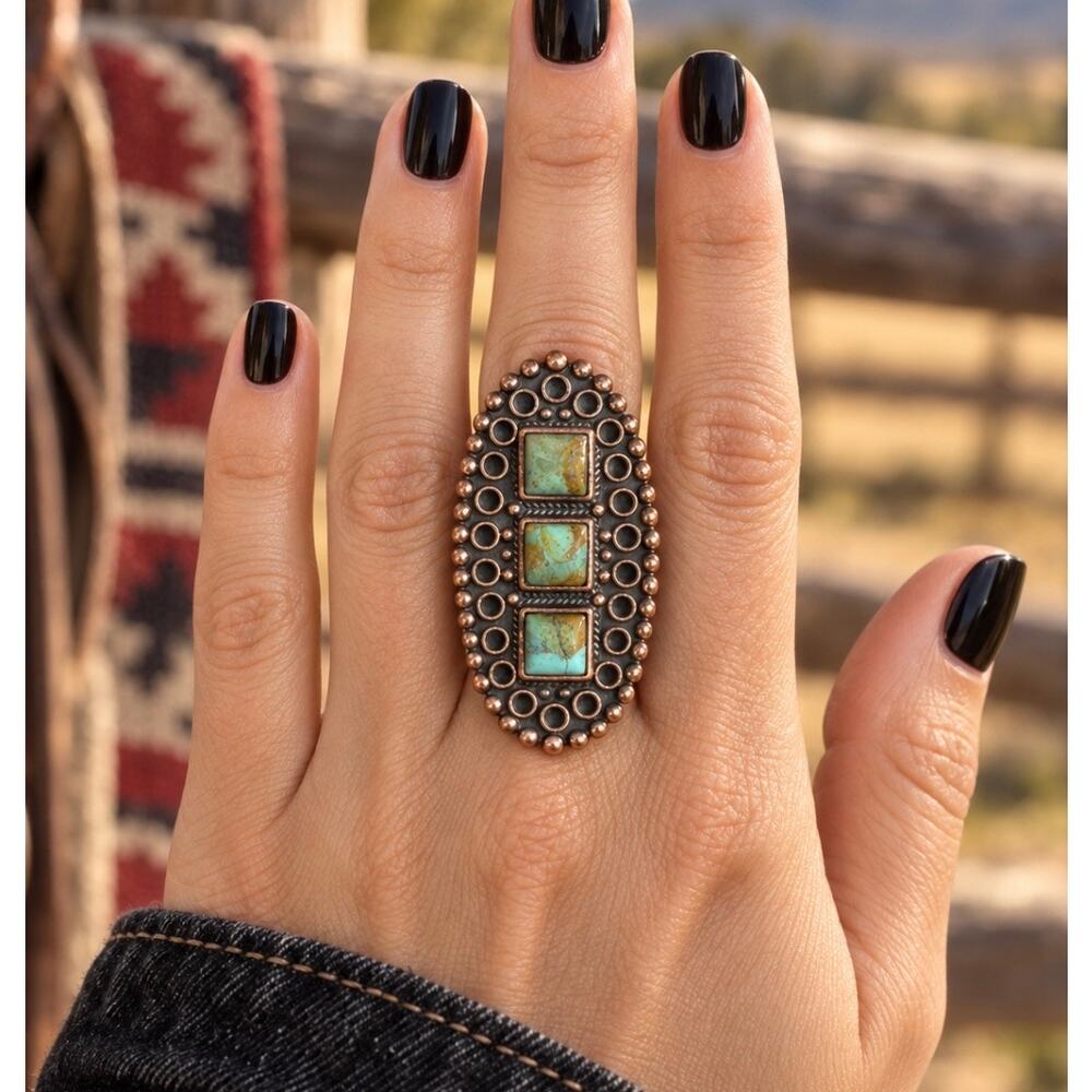 Sonoran Mountain Turquoise Copper Ring – Adjustable Size 8–11